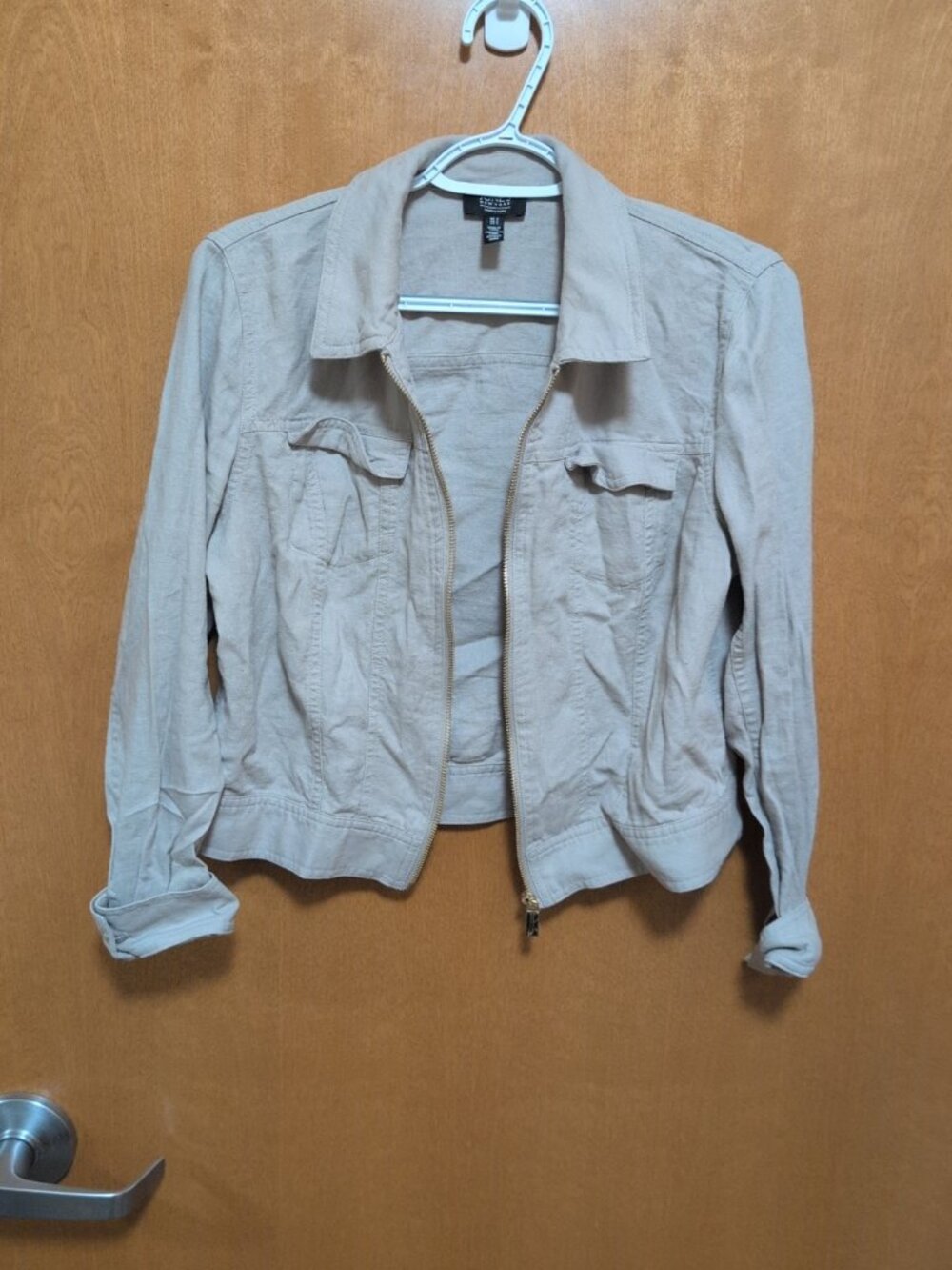 Jones New York Signature Jacket Women's S Tan Long Sleeve Zip Up Cargo Short - Picture 8 of 10